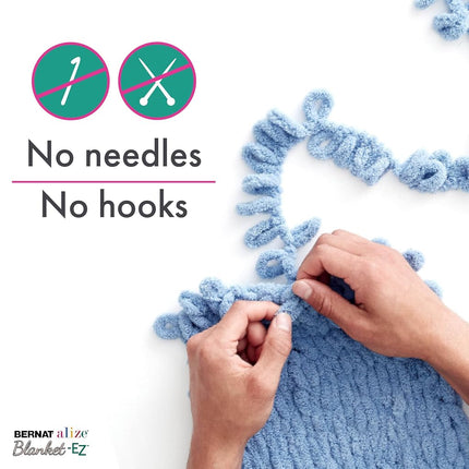 Bernat Alize Blanket-EZ Super Soft Looped Yarn for Beginners, Hand Knitting- No Needles or Hooks Needed, Bright Blue 2 Pack