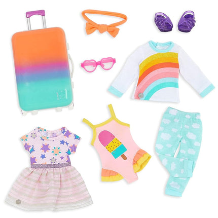 Glitter Girls 14 Inch Doll Clothes, Suitcase Fashion Set, 3 Outfits, Medium