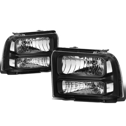 DNA MOTORING Headlamps Headlight Assembly Compatible With 05-07 Ford F250-350 F450 F550SD, Smoked/Clear, HL-OH-FSD05-SM-CL1