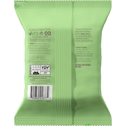 Burts Bees Facial Cleansing Towelettes Sensitive for Unisex 30 Count Towelettes