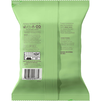 Burts Bees Facial Cleansing Towelettes Sensitive for Unisex 30 Count Towelettes