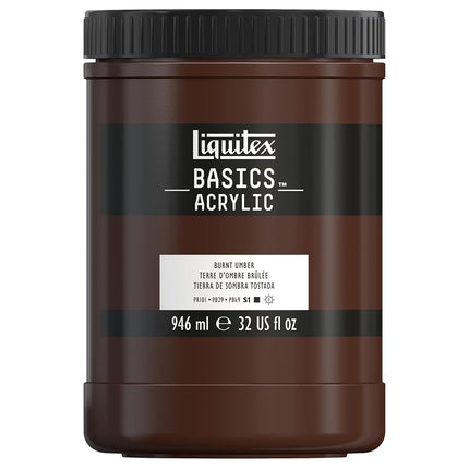 Liquitex Basics Acrylic Paint 32-Ounce Jar, Burnt Umber