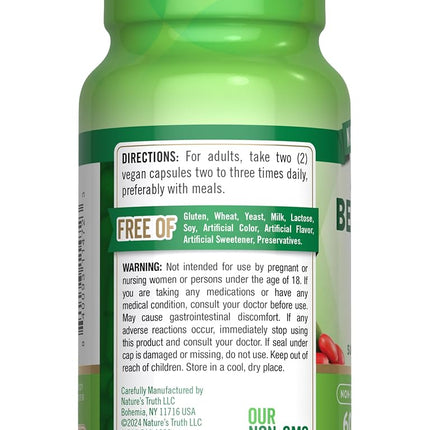 Nature's Truth Berberine HCl 500mg | 60 Capsules | from Barberry Extract | Vegan, Non-GMO, and Gluten Free Supplement