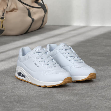 Skechers Women's Uno Stand on Air Sneaker, White With Rubber Sole, 4 UK