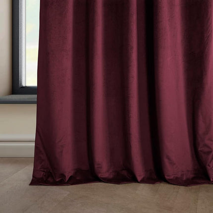 HPD Half Price Drapes Heritage Plush Velvet 120 Inches Long Darkening Curtains for Bedroom & Living Room 50W x 120L, (1 Panel), Dark Merlot, 50" W x 120" L (Pack of 1)