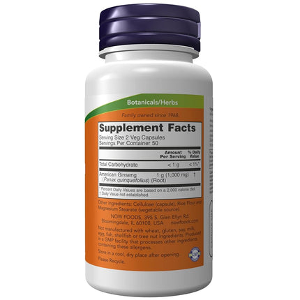 NOW American Ginseng, 100 Capsules (Pack of 2)