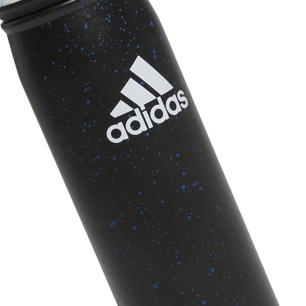 adidas Stainless Steel Metal Water Bottle 20 oz (600 mL) Screw Cap, Black/Bright Royal Blue/White, 600 ML