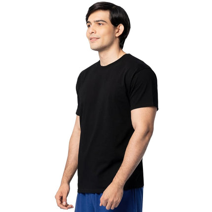 Fruit of the Loom Men's Eversoft Cotton Short Sleeve T-Shirts (Regular and Big & Tall), Crew-2 Pack-Black, X-Large