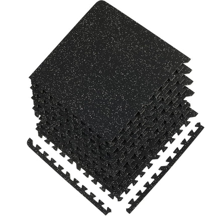 VEVOR 6 PCS 14mm Thick Gym Floor Mats, 61 x 61 cm EVA Foam & Rubber Top Interlocking Workout Floor Mats with 24 sq.ft Coverage, Waterproof Exercise Puzzle Flooring for Gym, Home, Garage, Basement