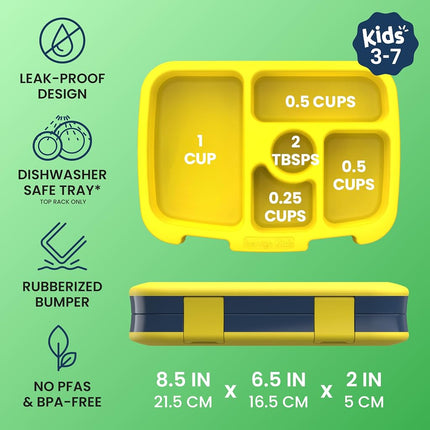 Bentgo® Kids Prints Leak-Proof, 5-Compartment Bento-Style Kids Lunch Box - Ideal Portion Sizes for Ages 3-7, Durable, Drop-Proof, Dishwasher Safe, & Made with BPA-Free Materials (Space)