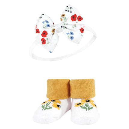 Hudson Baby Girl's Headband and Socks Giftset, Wildflower, One Size