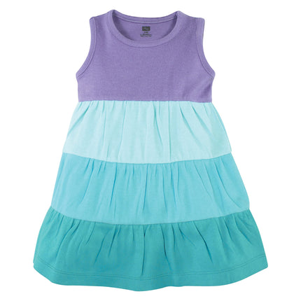 Hudson Baby Baby Girls' Cotton Dresses, Ombre Coral Teal, 0-3 Months