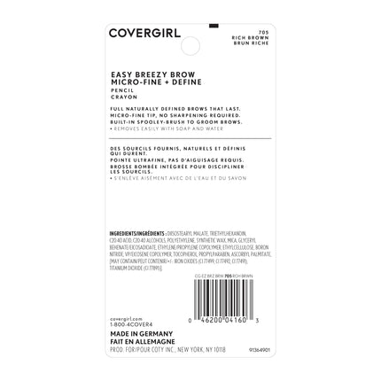 COVERGIRL - Easy Breezy Brow Micro-fine + Define Pencil Rich Brown - 0.003 oz. (0.09 g)