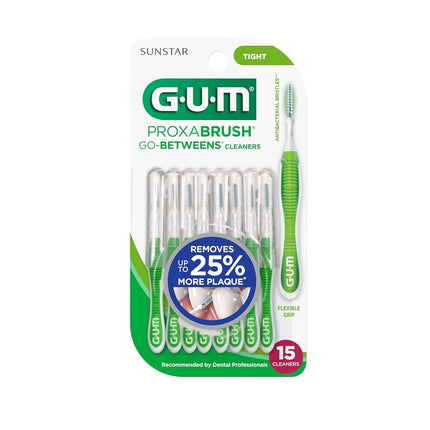 GUM Proxabrush Go-Betweens Tight Interdental Brushes – Soft Bristle Dental Picks for Plaque Removal, Health & Braces Care, 15 Count