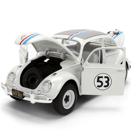 Jada Herbie The Love Bug Volkswagen Beetle Hollywood Rides 1:24 Die-Cast Vehicle with Tire Rack Toys