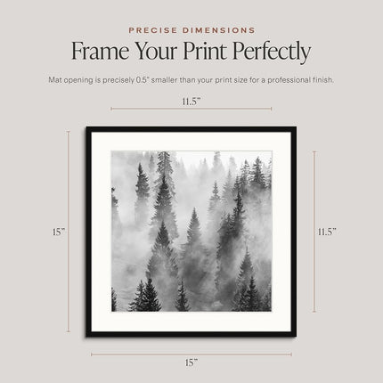 Americanflat 15x15 Picture Frame with Polished Plexiglass - Use as 12x12 Frame with Mat or 15x15 Frame Without Mat - Streamline Collection - Thin Square Picture Frame for Wall Display - Black
