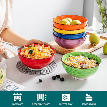 vancasso Bonita 27 Oz Cereal Bowls Set of 6, Ceramic Bowls for Soup, Salad, Serving, Pasta, Ramen, Noodle, Dishwasher & Microwave Safe