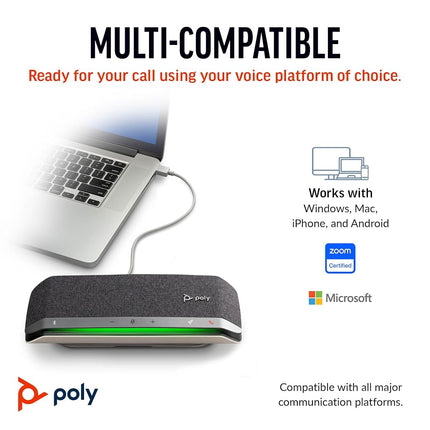 Poly Sync 40 Smart Speakerphone - Flexible Workspaces - Connect to PC/Mac via USB-A or USB-C and Smartphones via Bluetooth - Works with Teams, Zoom