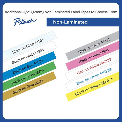 Brother M-K222BZ Labelling Tape Cassette, Red on White, 12 mm (W) x 8 m (L), Brother Genuine Supplies