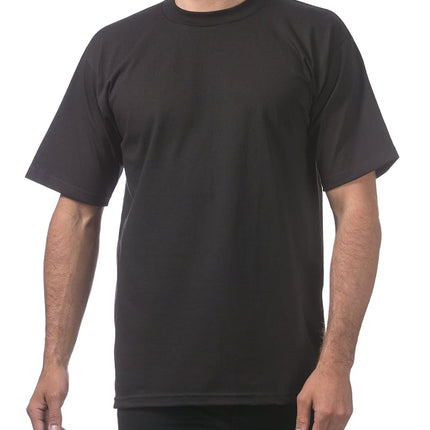 Pro Club Men's 3-Pack Heavyweight Cotton Short Sleeve Crew Neck T-Shirt, Black, 3XL