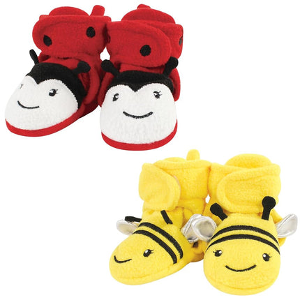 Hudson Baby baby-girls Cozy Fleece Booties, Ladybug Bee, 2 Toddler