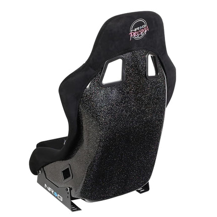 NRG Innovations NRG-FRP-303BK-PRISMA Prisma Fixed Back Bucket Racing Seat 6-Point Harnesses, Size M, Black Seat Cover