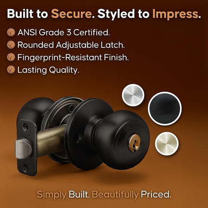 Copper Creek CKDB141-BC Colonial Door Knob Keyed Alike with Deadbolt Combination, Black