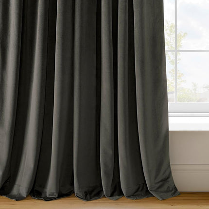 HPD Half Price Drapes Signature Velvet Thermal Blackout Curtains for Living Room 96 Inch Long (1 Panel) Rod Pocket Insulated Blackout Curtains for Bedroom Window Curtains, 100W x 96L, Gunmetal Grey
