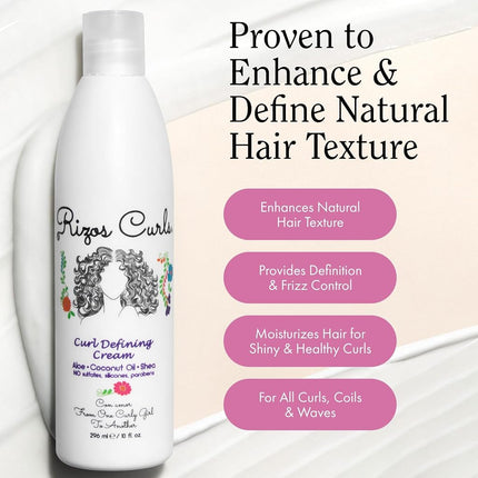 Rizos Curls Curl Defining Cream, Silicone And Paraben Free, 296ml