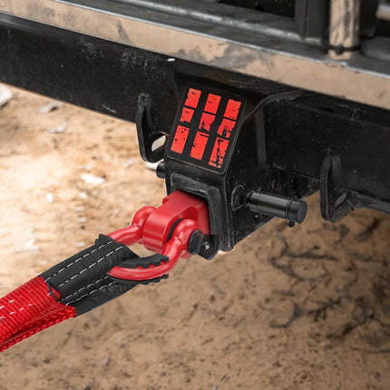 Nilight Anti-Theft Shackle Hitch Receiver 2Inch 45000 LBs Breaking Strength 3/4" Anti-Theft D Ring Shackle 5/8" Trailer Hitch Lock Pin Heavy Duty Solid Towing Kit for Trucks Off Road (Red)