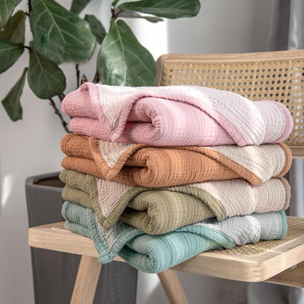 Lulu moon Muslin Baby Blanket - Cotton Quilt Blankets for Toddlers - Reversible Nursery Crib Blanket for Baby Boys and Girls 47"x47"(Caramel)