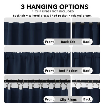Deconovo Rod Pocket and Back Tab Blackout Curtains for Living Room, Thermal Insulated Room Darkening Curtains, 42x95 Inch, Navy Blue, 2 Panels