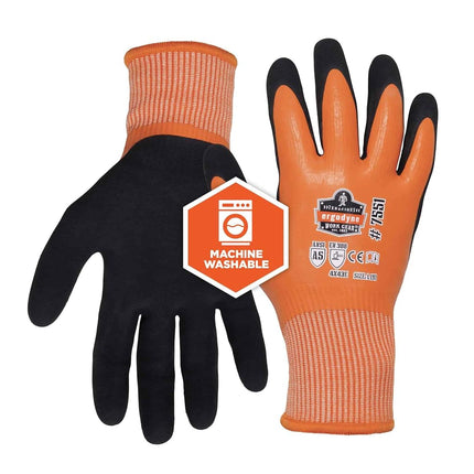 Ergodyne unisex adult ANSI A5 Coated Waterproof CR Gloves, Orange, X-Large Pack of 1 US, 7551