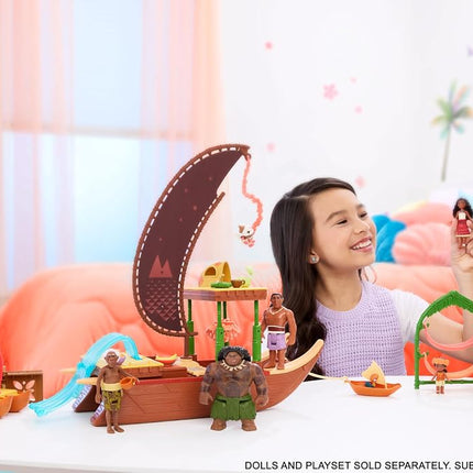 Mattel Disney Moana 2 Toys, Moana & Simea Village Home Playset with 2 Small Dolls, Pua Figure & 15 Accessories