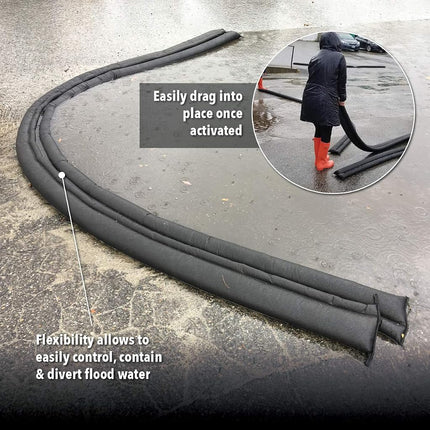Quick Dam QD65-2 5' Barrier Water Flow Dust Bags, 2 Pack, Black