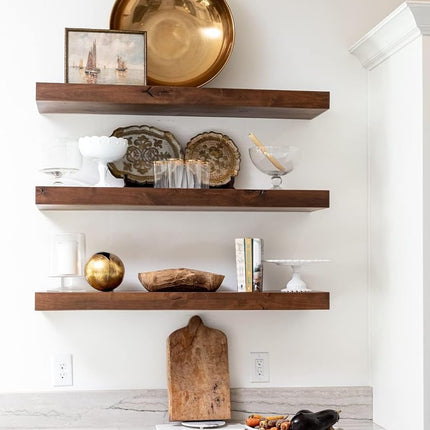 LEOPO 12 Pack-6 inch Floating Shelf Bracket, Hidden Brackets for Wood Shelf, Black