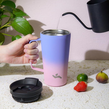 Insulated Tumbler with Handle and Straw, 26 OZ Travel Coffee Mug Stainless Steel Cup Metal Water Bottle,Pastel Sunset