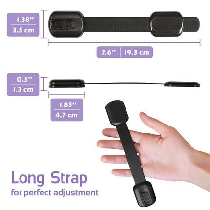 Baby Proofing Safety Cabinet Locks - Child Proof Latches for Dresser Drawer Cupboard Doors Closet Oven Refrigerator Fridge - Adjustable Childproof Straps by Oxlay - Black - 6 Pcs
