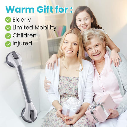 TAILI 2 Shower Grab Bar, Suction Cup Grab Bars for Tubs and Showers, Removable Shower Handle, Shower Grab Bars for Seniors and Elderly, No Drilling, Grey