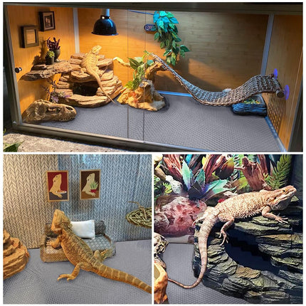 TCYPUHL Reptile Carpet, Reptile Mat, Bearded Dragon, Leopard Gecko Substrate,Bearded Dragon Tank Flooring Grey 2PACK
