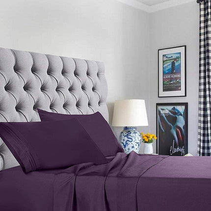 Elegant Comfort 1500 Premier Luxury Hotel Quality Super Soft Wrinkle Free and Fade Resistant 4-Piece Bed Sheet Set, King, Purple