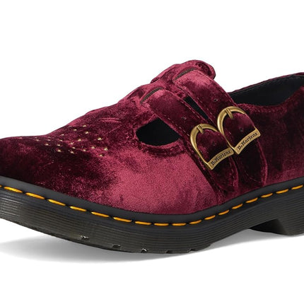 Dr. Martens Women's Vegan 8065 Mary Jane Flat, Cherry Red Velvet, 5