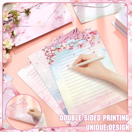 TaoBary 160 Pcs Cherry Blossom Stationery Paper and Envelopes Set