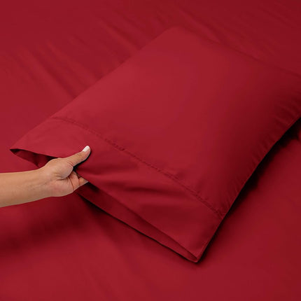 Nestl Twin Bed Sheet Set - Burgundy Red - 3-Piece Extra Deep Pocket