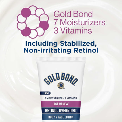 Gold Bond Age Renew Retinol Overnight Body & Face Lotion, with Retinol & Peptide Complex, 7 oz.