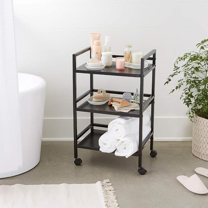 Amazon Basics Kitchen Trolley Metal Serving Cart With 3 Tier Storage, Black