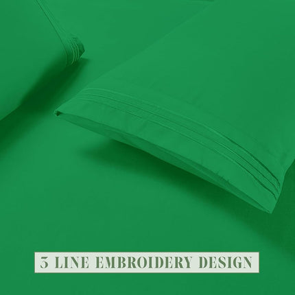 Elegant Comfort Luxury Soft 6-Piece 1500 Premium Hotel Quality Bed Sheet Set with Extra Deep Pockets 18-24 Inch, Wrinkle Free, Storage Pockets, Extra Deep Pocket 6PC Sheets, King, Emerald Green