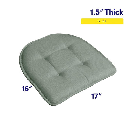 Sweet Home Collection Chair Cushion Memory Foam Pads Tufted Slip Non Skid Rubber Back U-Shaped 17" x 16" Seat Cover, 12 Pack, Scuba Green