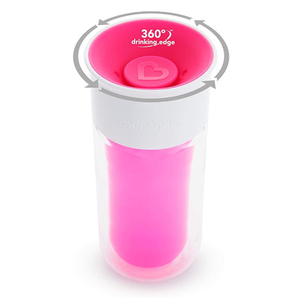 Munchkin Miracle 360 Insulated Sippy Cup, Includes Stickers to Customize Cup, 9 Ounce, Pink