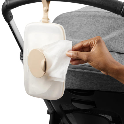 Skip Hop Baby Wipes Dispenser Case, Holds Up to 40 Wipes, Grab & Go Travel Wipe Holder with Snug Seal, Oat